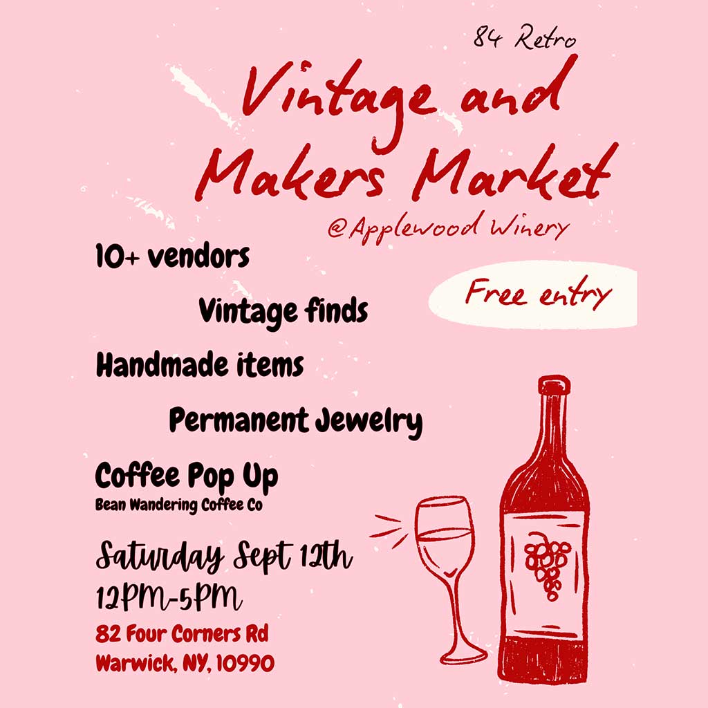 Vintage-and-Makers-Market Sept 12, 2026 at Applewood Winery Warwick NY